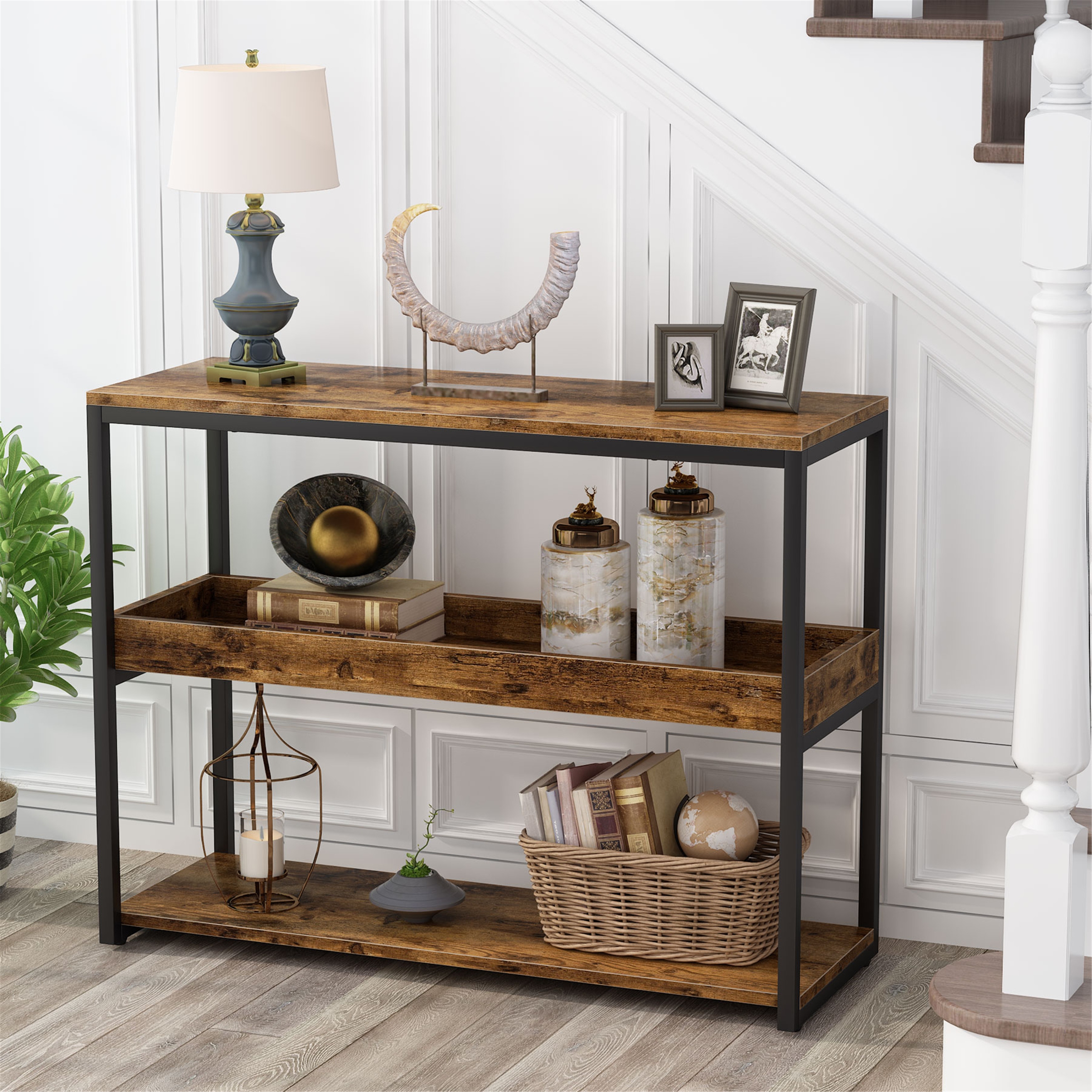 Console Table for Entryway,Entry Table with Shelf,Sofa Side Table for Entryway Living Room,Easy